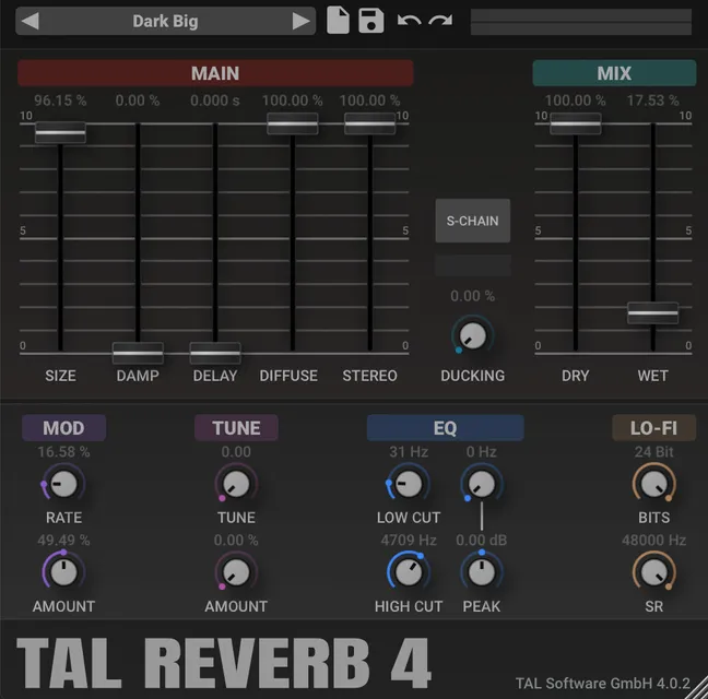 TAL-Reverb-4 plugin interface